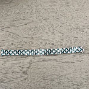 CZ Blue & Clear Diamond Bracelet - 7.5”